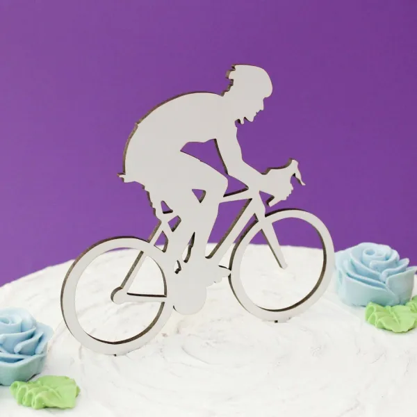 Drevený zápich na tortu s menom - Bicyklista