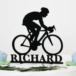 Drevený zápich na tortu s menom - Bicyklista