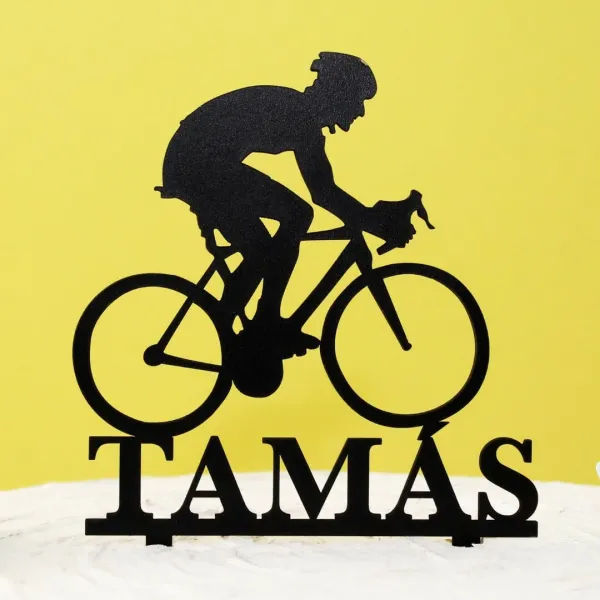 Drevený zápich na tortu s menom - Bicyklista