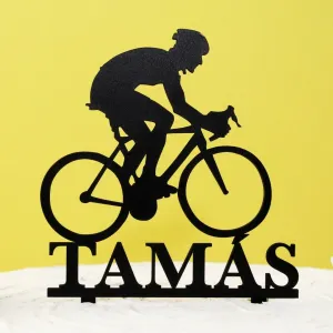 Drevený zápich na tortu s menom - Bicyklista