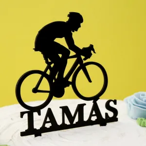Drevený zápich na tortu s menom - Bicyklista