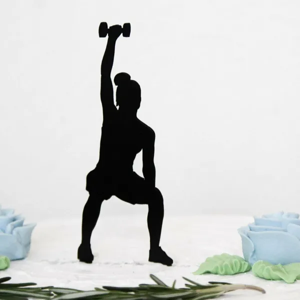 Drevený zápich na tortu s menom - Fitness kulturistka