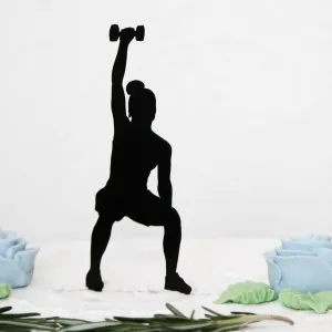 Drevený zápich na tortu s menom - Fitness kulturistka