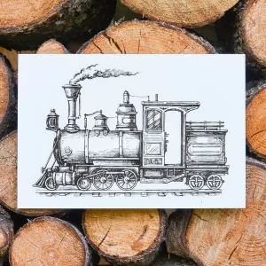 Drevený vintage obraz - Lokomotíva