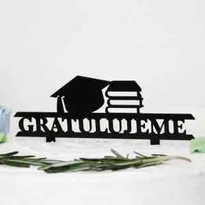Drevený zápich na tortu - nápis gratulujeme k promócií