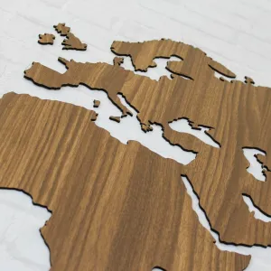 Drevená 3D mapa sveta na stenu