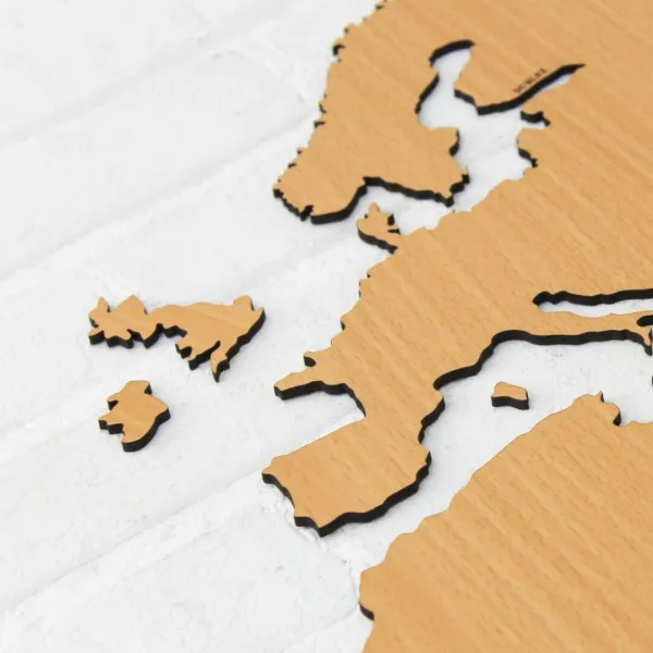 Drevená 3D mapa sveta na stenu