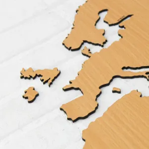 Drevená 3D mapa sveta na stenu