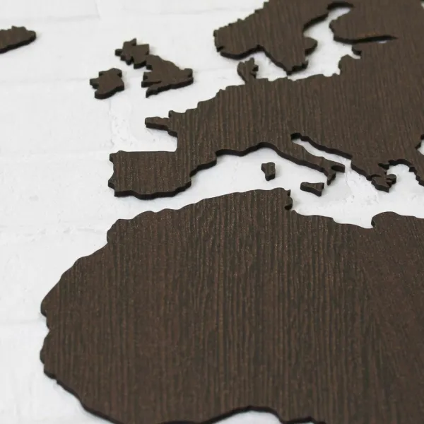 Drevená 3D mapa sveta na stenu