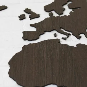 Drevená 3D mapa sveta na stenu