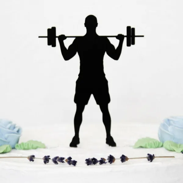 Drevený zápich na tortu s menom - Fitness kulturista chlap