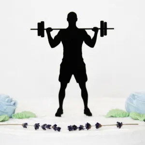 Drevený zápich na tortu s menom - Fitness kulturista chlap