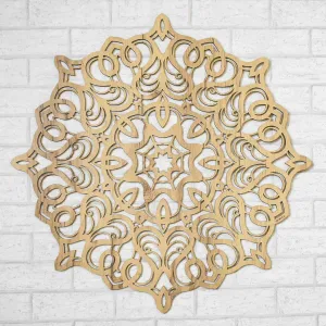 Geometrická mandala na stenu z dreva