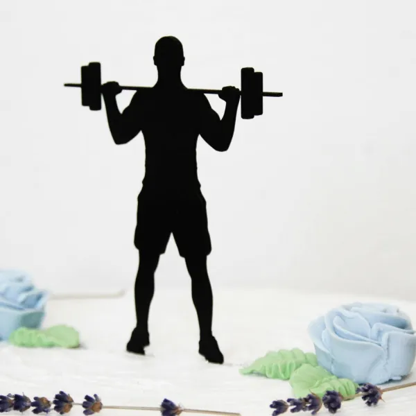 Drevený zápich na tortu s menom - Fitness kulturista chlap
