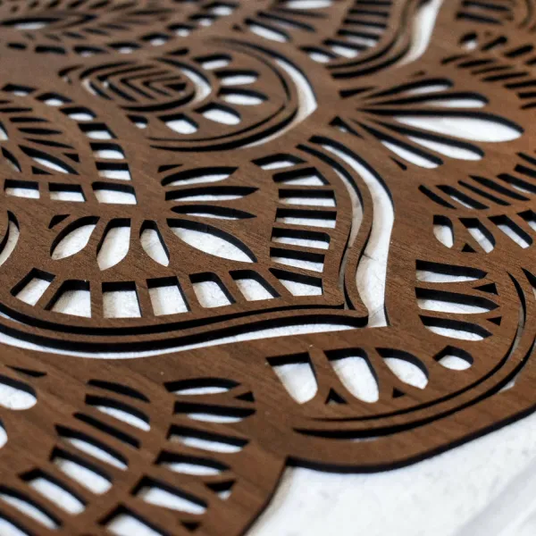 Vyrezávaná 3D mandala z dreva - obraz Príroda