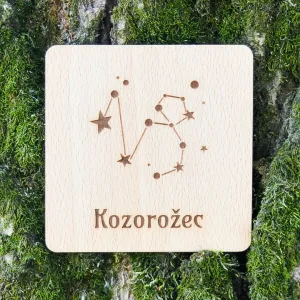 Drevená podložka pod pohár - Znamenie kozorožec