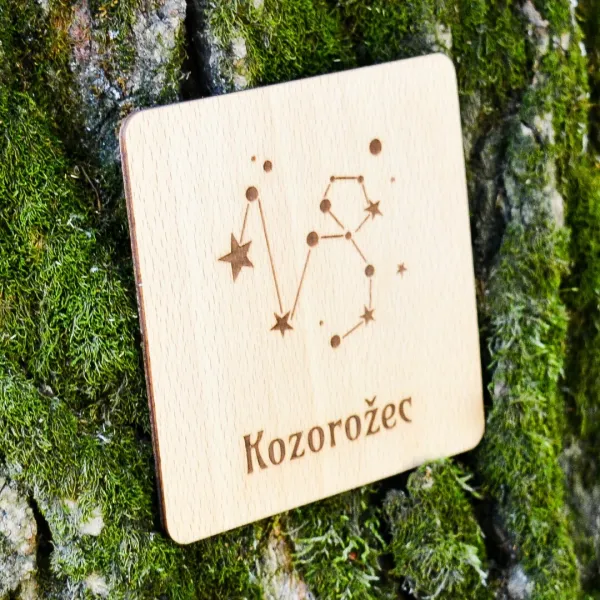 Drevená podložka pod pohár - Znamenie kozorožec