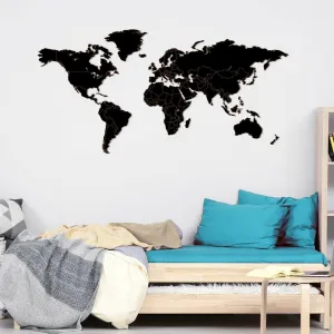 Drevená 3D mapa sveta s vyznačenými hranicami štátov