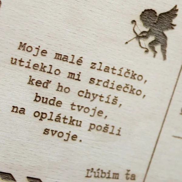 Valentínska pohľadnica z dreva - Darček z lásky