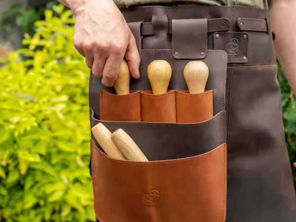Kožená zástera BeaverCraft LС_Set_01 hnedá s držiakom na náradie