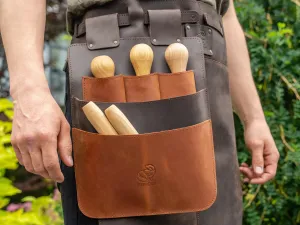 Kožená zástera BeaverCraft LС_Set_01 hnedá s držiakom na náradie