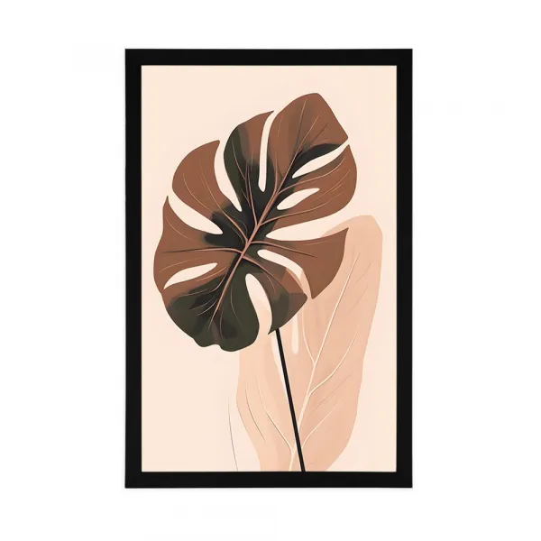 Plagát abstraktné botanické tvary monstera