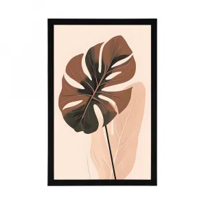 Plagát abstraktné botanické tvary monstera