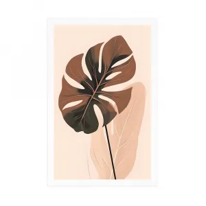 Plagát abstraktné botanické tvary monstera