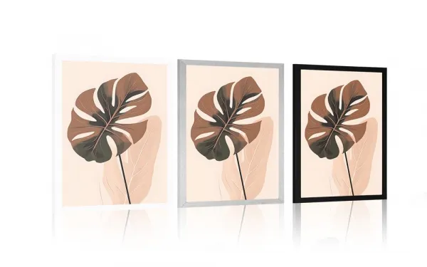 Plagát abstraktné botanické tvary monstera