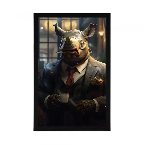 Plagát zvierací gangster nosorožec