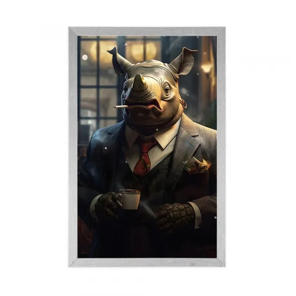 Plagát zvierací gangster nosorožec