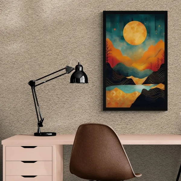Plagát abstraktný západ slnka s nádychom luxusu