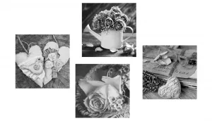 Set obrazov čiernobiele vintage zátišie