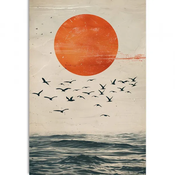 Obraz japandi mesiac nad morom