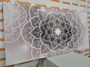 Obraz orientálna Mandala v čiernobielom prevedení