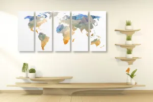 5-dielny obraz polygonálna mapa sveta