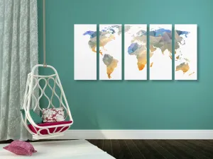 5-dielny obraz polygonálna mapa sveta