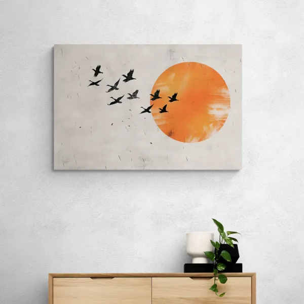 Obraz japandi oranžový mesiac