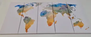 5-dielny obraz polygonálna mapa sveta