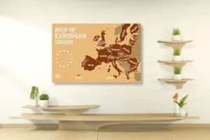 Obraz náučná mapa s názvami krajín európskej únie v odtieňoch hnedej