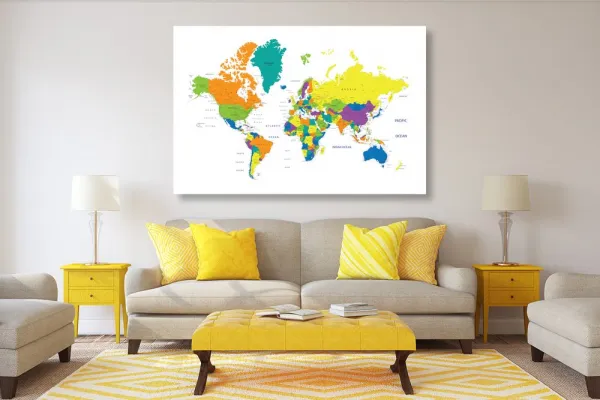 Obraz farebná mapa sveta na bielom pozadí