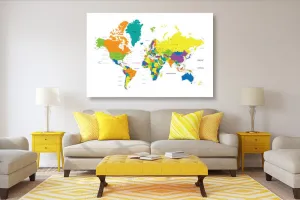 Obraz farebná mapa sveta na bielom pozadí