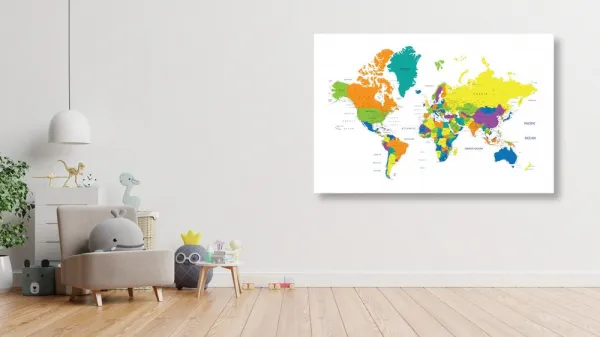 Obraz farebná mapa sveta na bielom pozadí