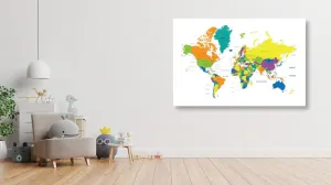 Obraz farebná mapa sveta na bielom pozadí