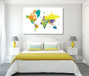 Obraz farebná mapa sveta na bielom pozadí
