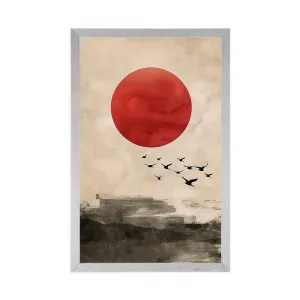 Plagát japandi kúzlo červeného mesiaca