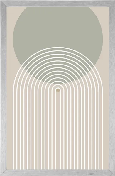 Plagát khaki kruh s dúhou Mid-Century