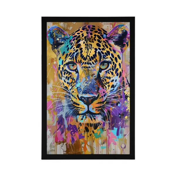 Plagát leopard s imitáciou maľby