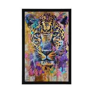 Plagát leopard s imitáciou maľby