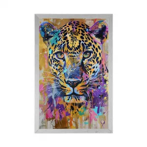 Plagát leopard s imitáciou maľby
